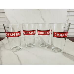 Craftsman Pint Beer Clear Glass 16oz Drinkware 5 1/2" Drinking Tall Glasses x4